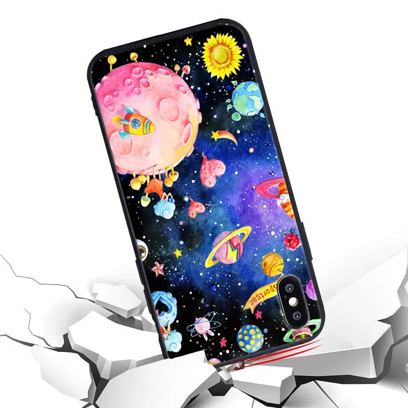 Чехол для iPhone 7 с изображением туманности космоса Луны Вселенной планеты чехол X 8