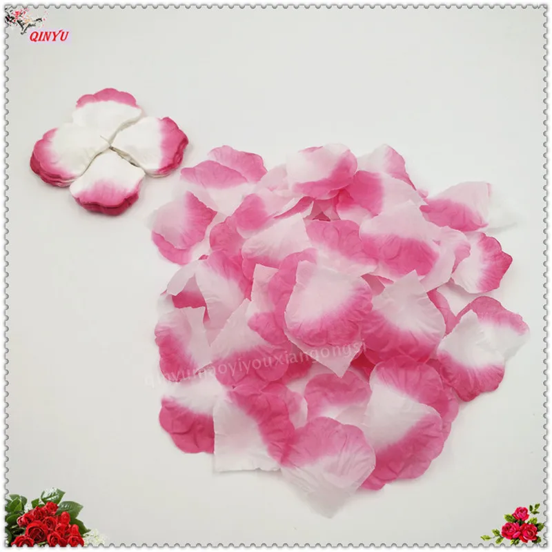 white and pink 1000 шт. шелковые Романтические лепестки роз цветок листья лепестки Свадебные украшения любимые Вечерние Декорации Искусственные цветы 6zSH012 - Цвет: white and pink