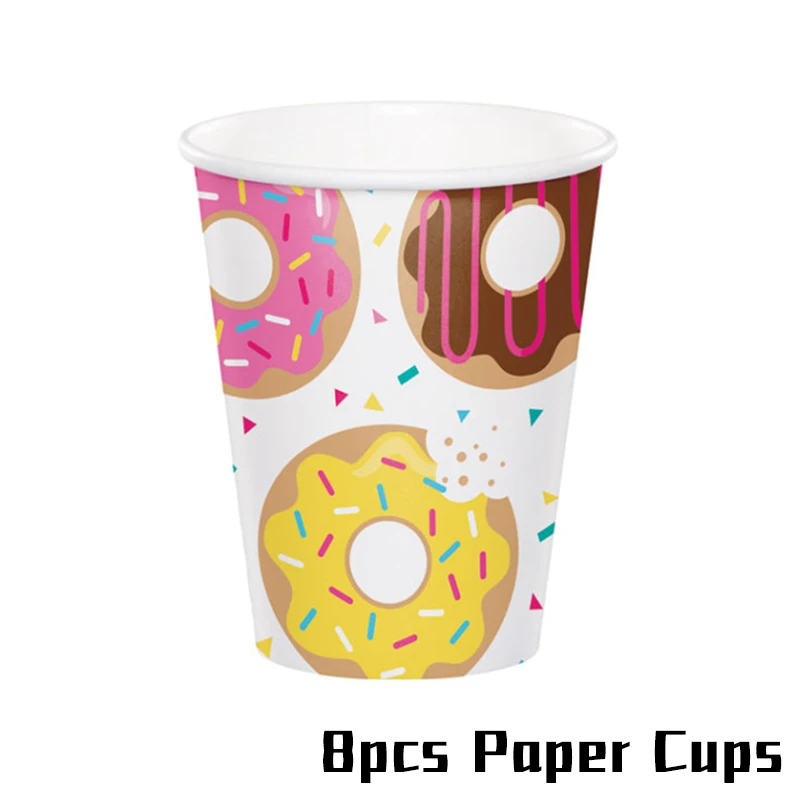 8pcs paper cups Cyuan мороженое вечерние пончик вечерние одноразовая посуда Бумага пластины чашки конфеты пончики Фольга воздушные шары для украшения вечеринок Поставки - Цвет: 8pcs paper cups