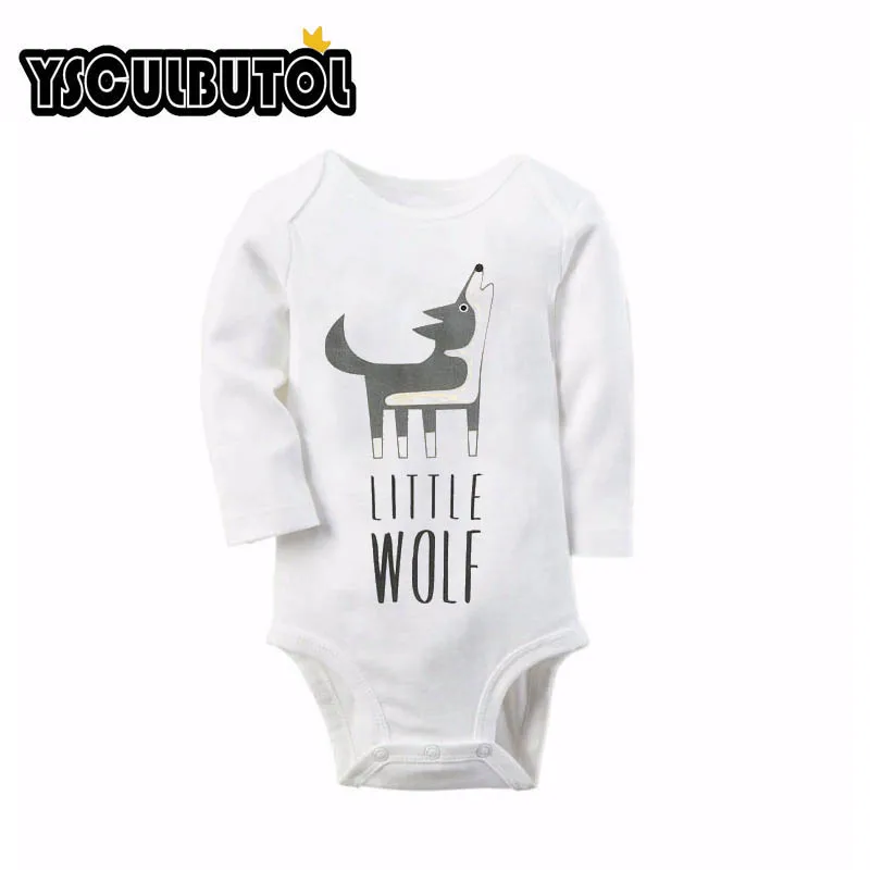 YSCULBUTOL Фокси детская одежда с рисунком из мультфильма милый хлопок Длинные рукава 0~ 12 м детское боди - Цвет: little wolf