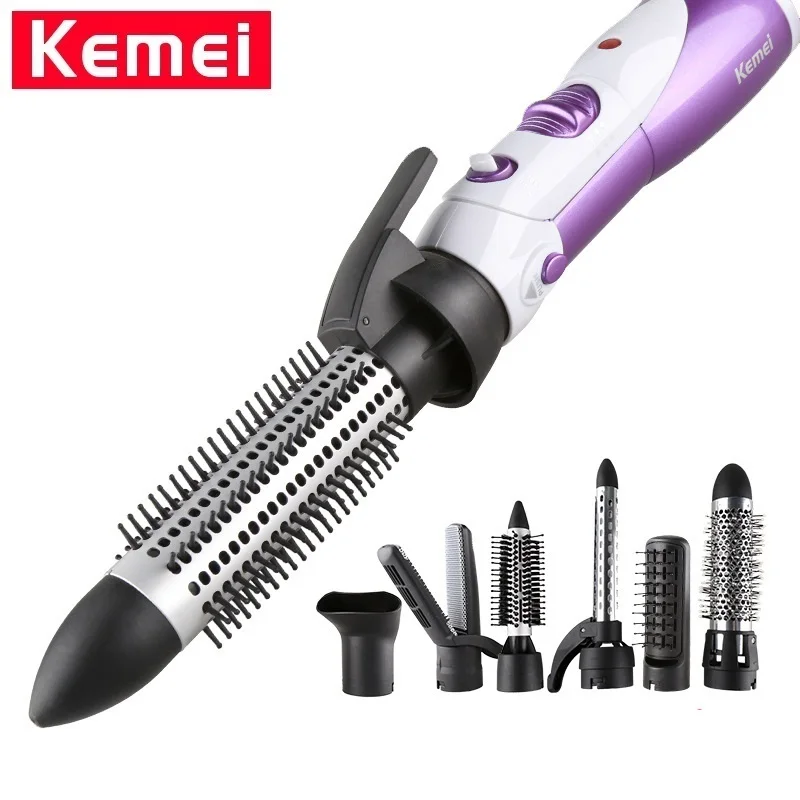Kemei KM-585 7 в 1 электрическая расческа для волос вращающаяся щетка сушки завивки