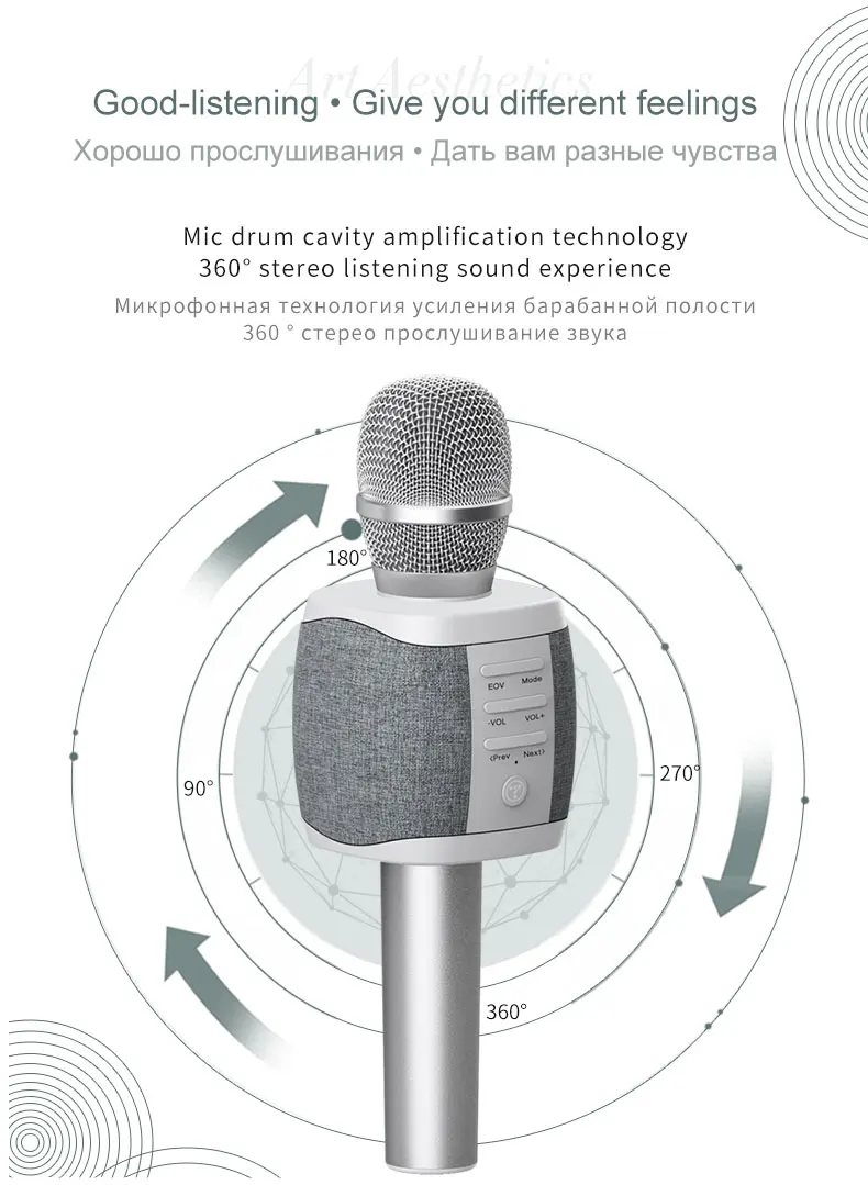Самый популярный профессиональный bluetooth ручной беспроводной караоке микрофон для сотового телефона/ТВ пения Поддержка TF карты