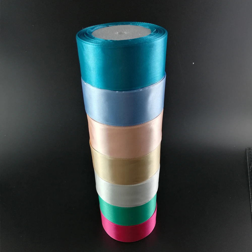 Недорогая шелковая атласная лента 1 рулон 22 м 40 мм для украшения свадебной