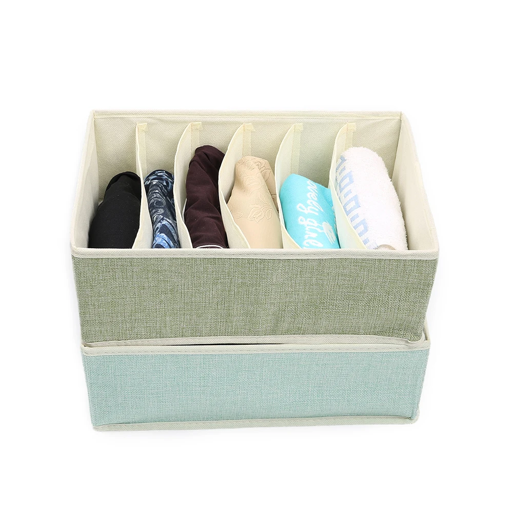 Shushi new Linen type socks underwear Storage Box Folding Closet Pattern For Bra Underwear Necktie Sock Clothing Organizer | Дом и сад