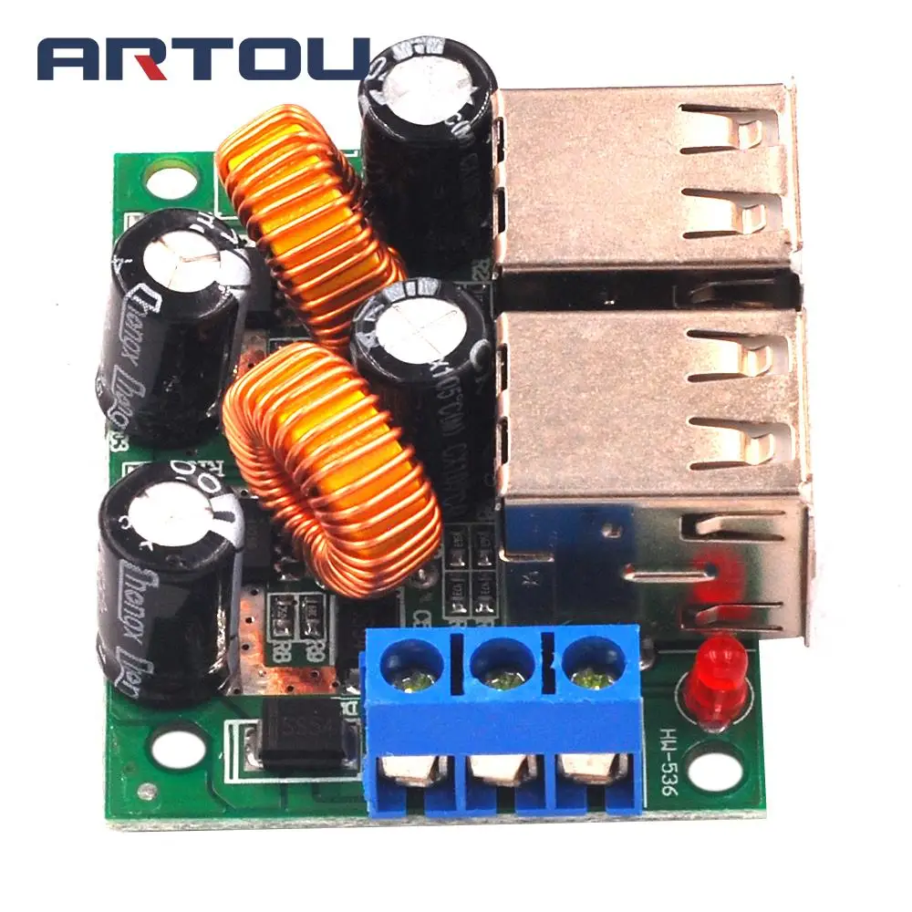 4 USB 9 в 12 В 24 36 до 5 блок питания понижающий модуль для зарядки автомобиля солнечная