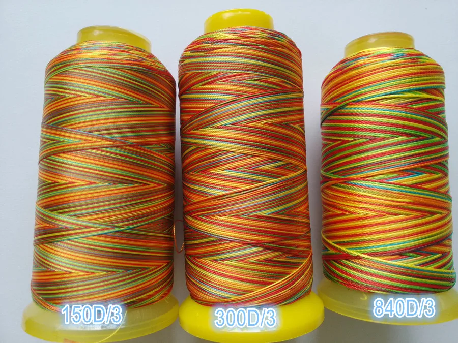 Высокопрочная швейная нить из полиэстера радужного цвета для обуви/кожи |
