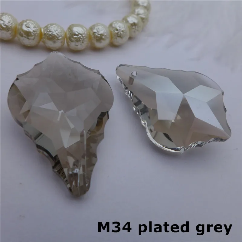 M34 plated grey 22 мм/38 мм в Форме Кленового Листа, хрустальные подвески, люстра, стеклянные призмы, сделай сам, лампа, занавеска, аксессуары, защита от солнца, ювелирные изделия, Висячие капли - Цвет: M34 plated grey