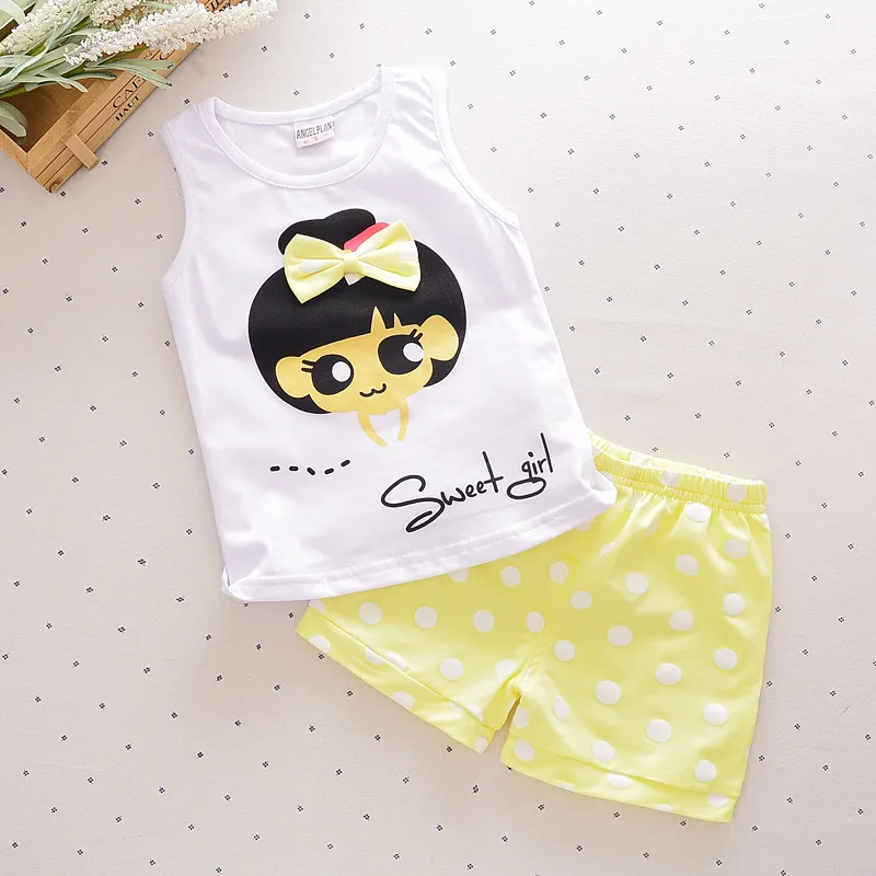 Комплект летней одежды для малышей Детский костюм девочек Белый жилет без