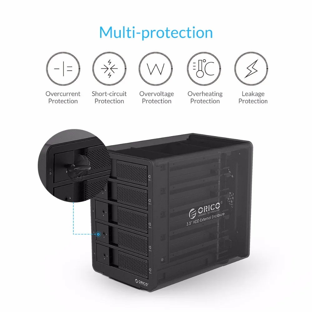 Корпус для жесткого диска ORICO 5 bay 3 дюйма SATA USB макс. ТБ с адаптером питания