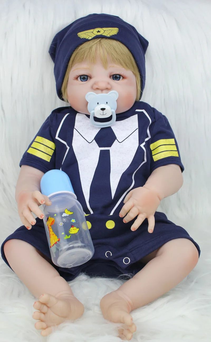 

55cm Full Body Silicone Reborn Baby Doll Toy Lifelike 22inch Newborn Bebe Boy Babies Doll Birthday Present Gift Child Bathe Toy