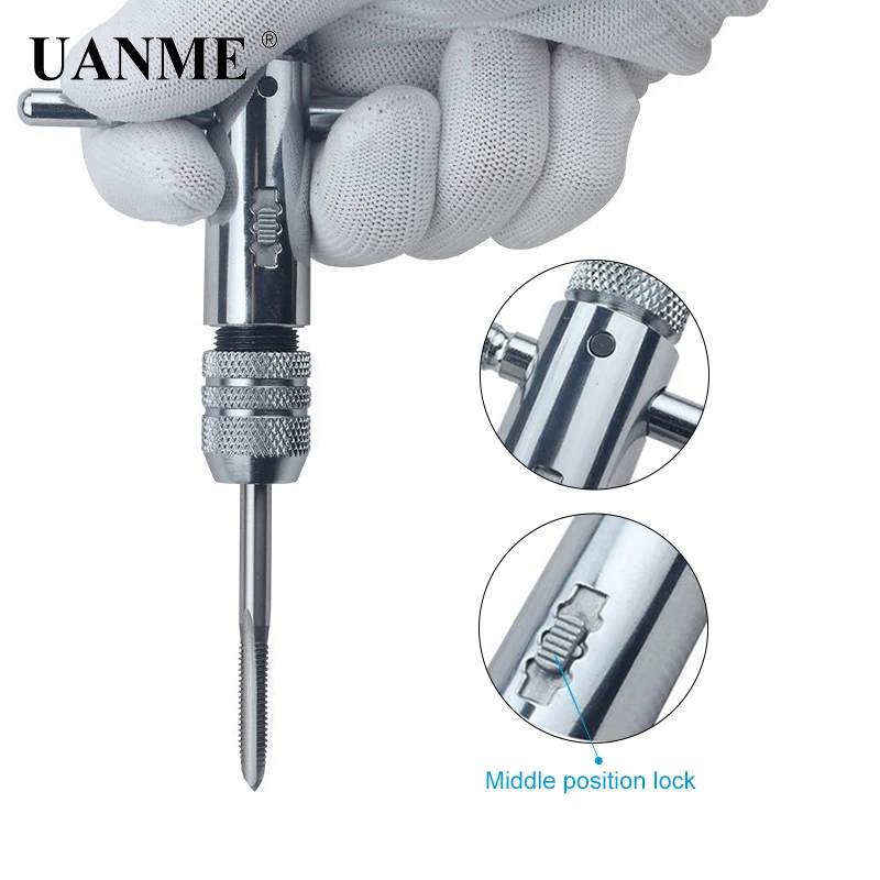 UANME 5Pcs/set T-Handle Ratchet Tap Wrench Machinist Tool Screw Thread Plug M3-M8 | Инструменты