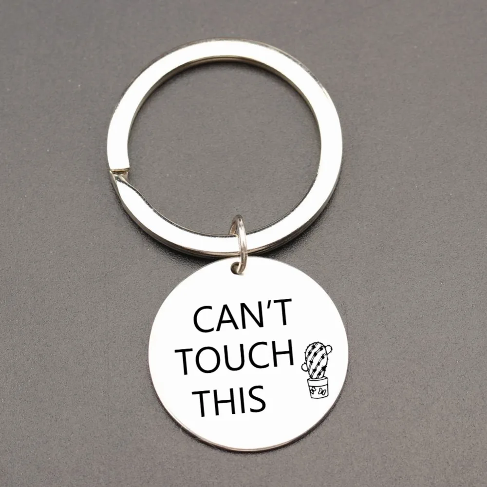 Engraved Can't Touch This cactus key chains gift for couples lover's keyring tag charm family friends car driver | Украшения и