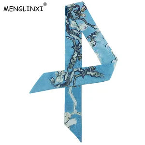 Новый шарф Ван Гога с масляной росписью 2021 новый маленький шелковый шарф с принтом женская сумка с лентами женский головной шарф модные длинные шарфы C36
