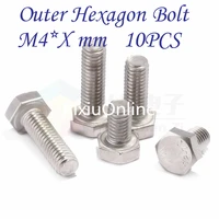 10pcs yt809 304 stainless steel outer hexagon bolt m4 xmm free shipping