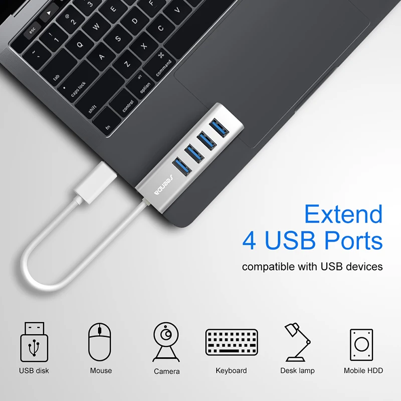 SeenDa usb хаб 2 0 Алюминиевый сплав 4 порта Высокоскоростная зарядка Синхронизация