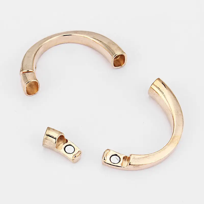 

5 Sets Rose Gold Magnetic Clasps Half Cuff Bangle Bracelet Findings for Licorice Leather