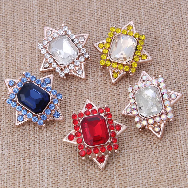 6 шт./лот новые кнопки для ювелирных изделий розовое золото стразы цветы 18 мм