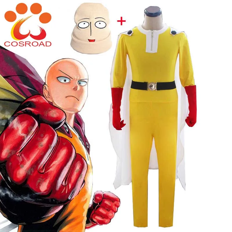 Косплей костюмы Cosroad One Punch Man Saitama для косплея + накидка ремень шляпа перчатки