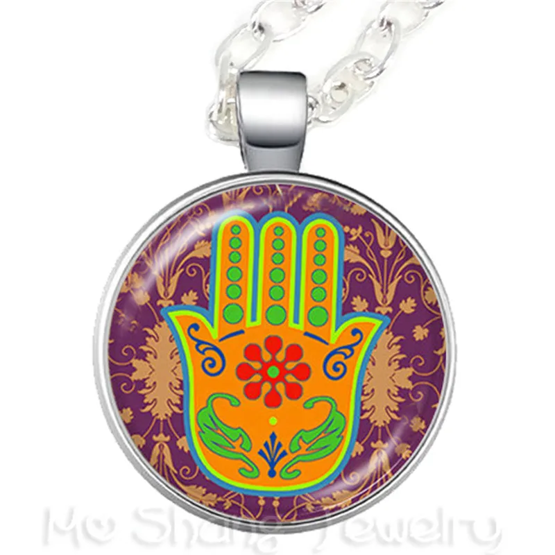 

Hamsa Hand Amulet Lucky Necklace Jewelry Fatima Hand Judaica Kabbalah Charm Miriam Glass Pendant Necklace Handmade Jewelry