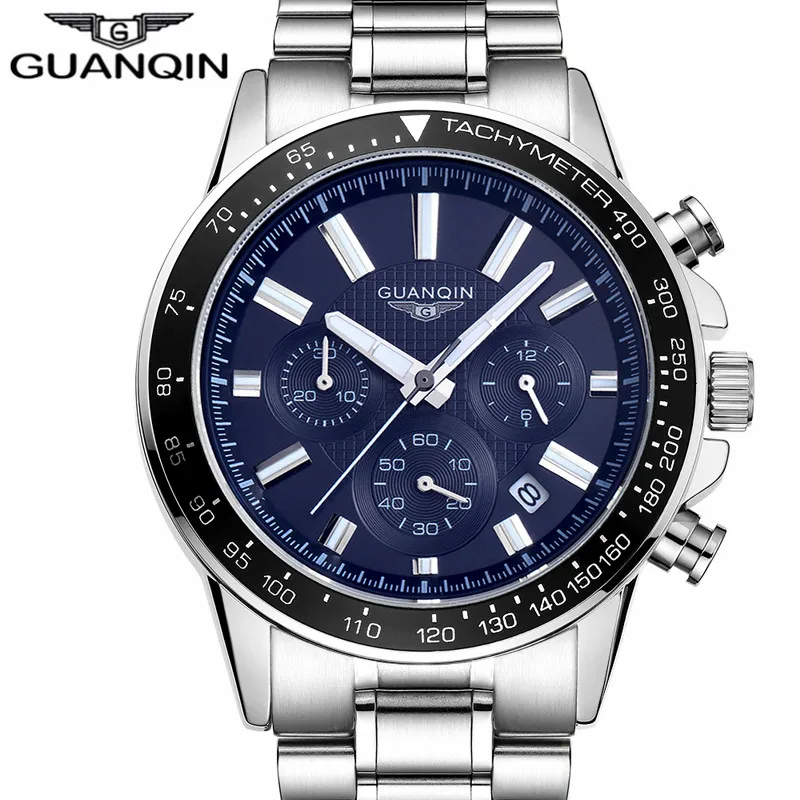 2017 мужские Montres Haut Marque De Luxe GUANQIN поверенный Montre Quartz En achier Inoxydable Hommes Sport tanche Horloge