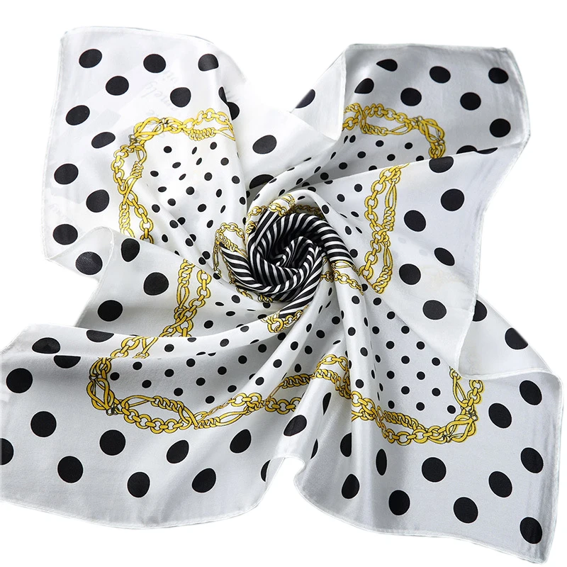 

Men Ladies Chain Dot Small Square Scarves Spring Autumn 100% Pure Silk Scarf Fashion Female Accessories 55*55cm Thicken Scarves