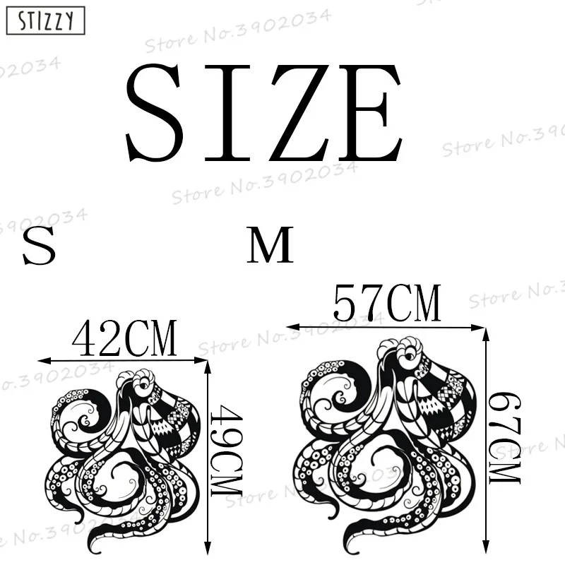 STIZZY Wall Decal Octopus Cartoon Sticker For Baby Nursery Tentacles Vinyl Bedroom Decor Removable Window Bathroom Art C310 | Дом и сад