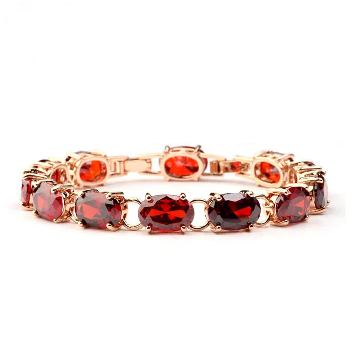 2015 New Champagne Gold Jewelry Top Zirconia Bracelet Cute Bracelets Women Fashion Ruby | Украшения и аксессуары