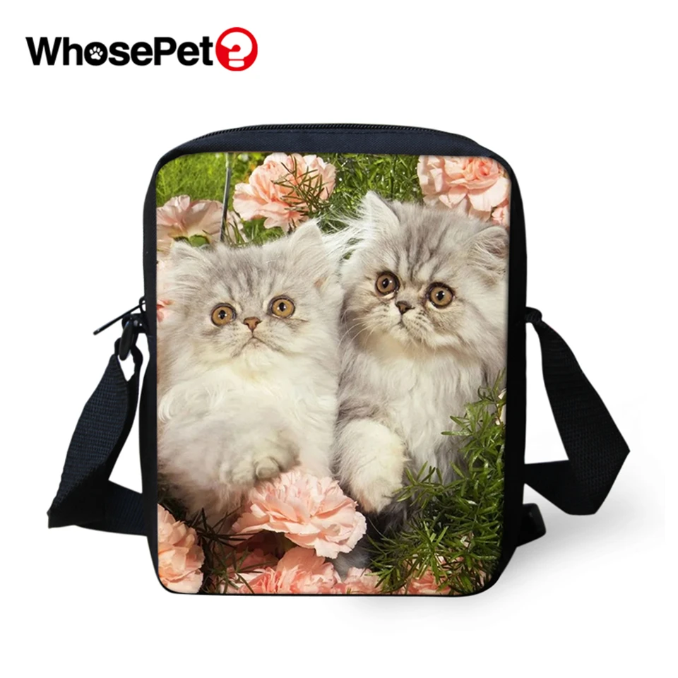 WHOSEPET милые принты кошка Креста тела Курьерские сумки Для женщин на ремне