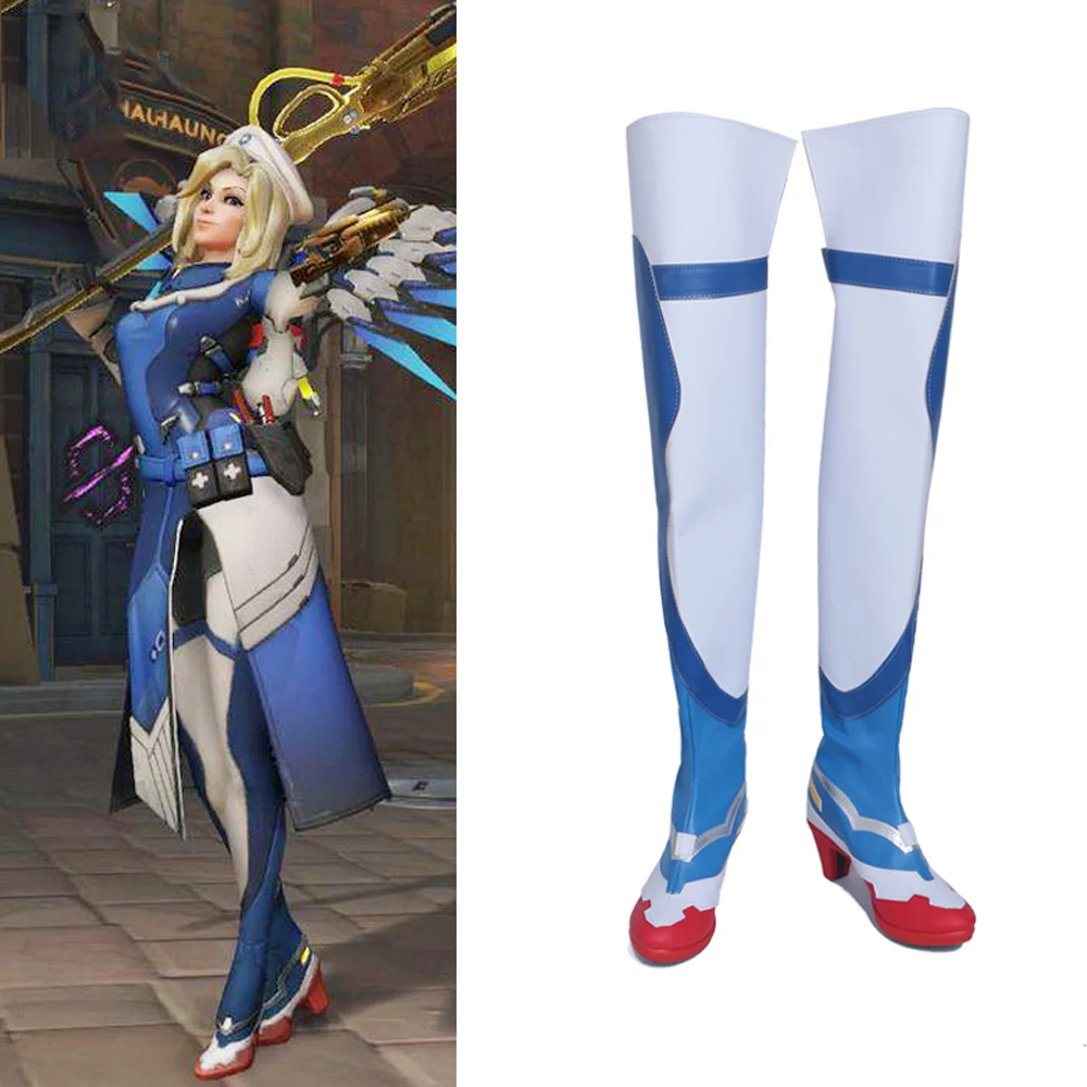 OW Angela Ziegler Cosplay Boots Shoes Game Party Custom Made for Women High Heel | Тематическая одежда и униформа