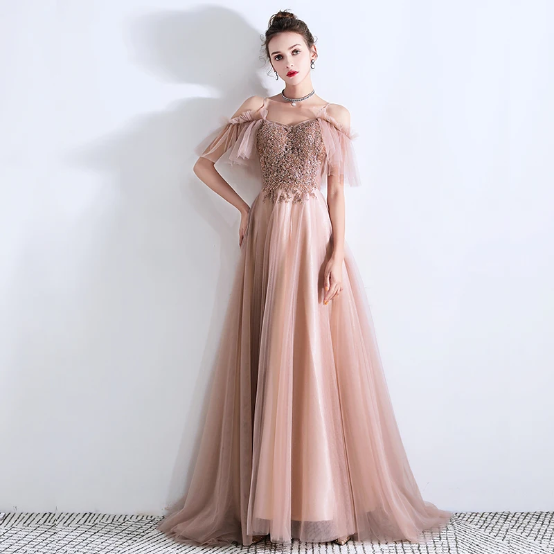 SSYFashion/Новые элегантные длинные вечерние платья для банкета, вечерние платья с блестками и бисером, вечерние платья длиной до пола
