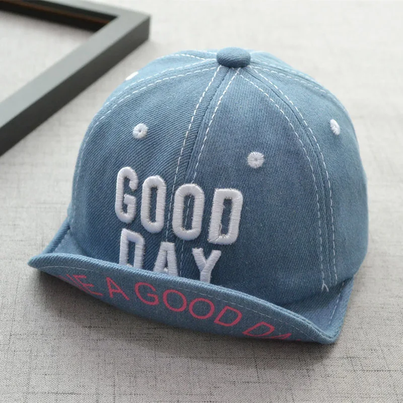 Новые 8 24 месяцев новорожденный джинсовые Шапки и шапки вышивка буквы Бейсбол