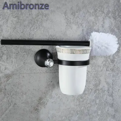 Brush Holder only B701 серия Черная краска из нержавеющей стали, аксессуары для ванной комнаты, вешалка для полотенец, держатель для бумаги, мыльница, держатель для щетки, крючок для халата - Цвет: Brush Holder only