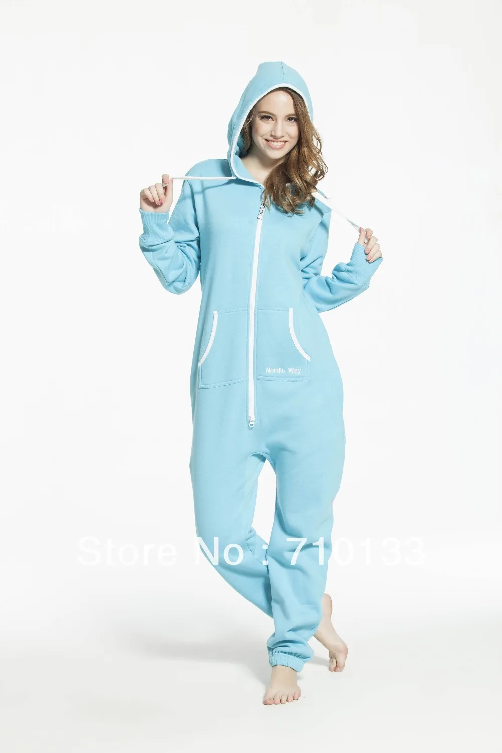 Цельнокроеный комбинезон для девочек универсальный в стиле унисекс с капюшоном