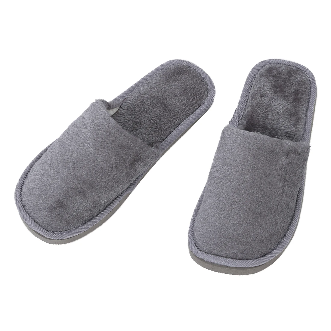 Gray DCOS/мужские серые флисовые домашние мягкие зимние теплые тапочки; UK 8,5; Длина стопы 27 см - Цвет: Gray
