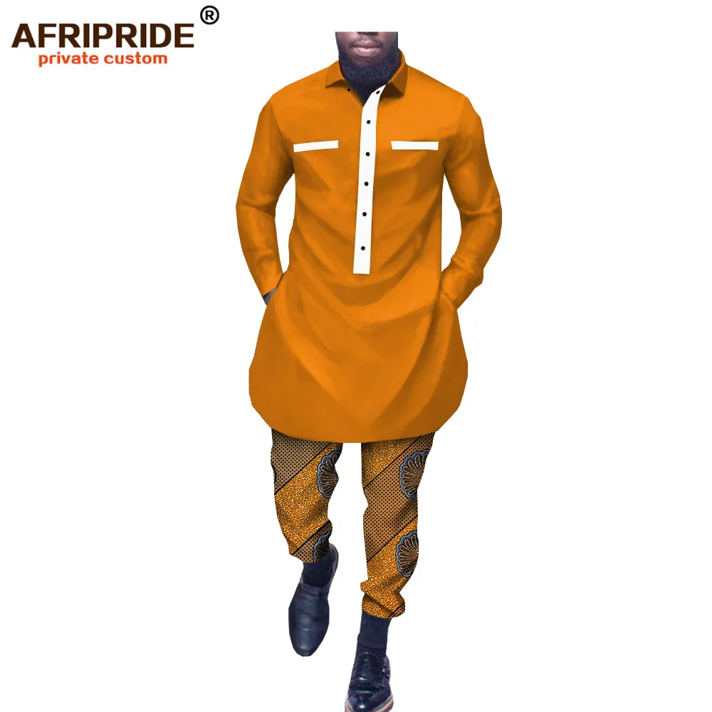 Африка весна и осень брюки набор для мужчин AFRIPRIDE полный рукав однобортный сплит