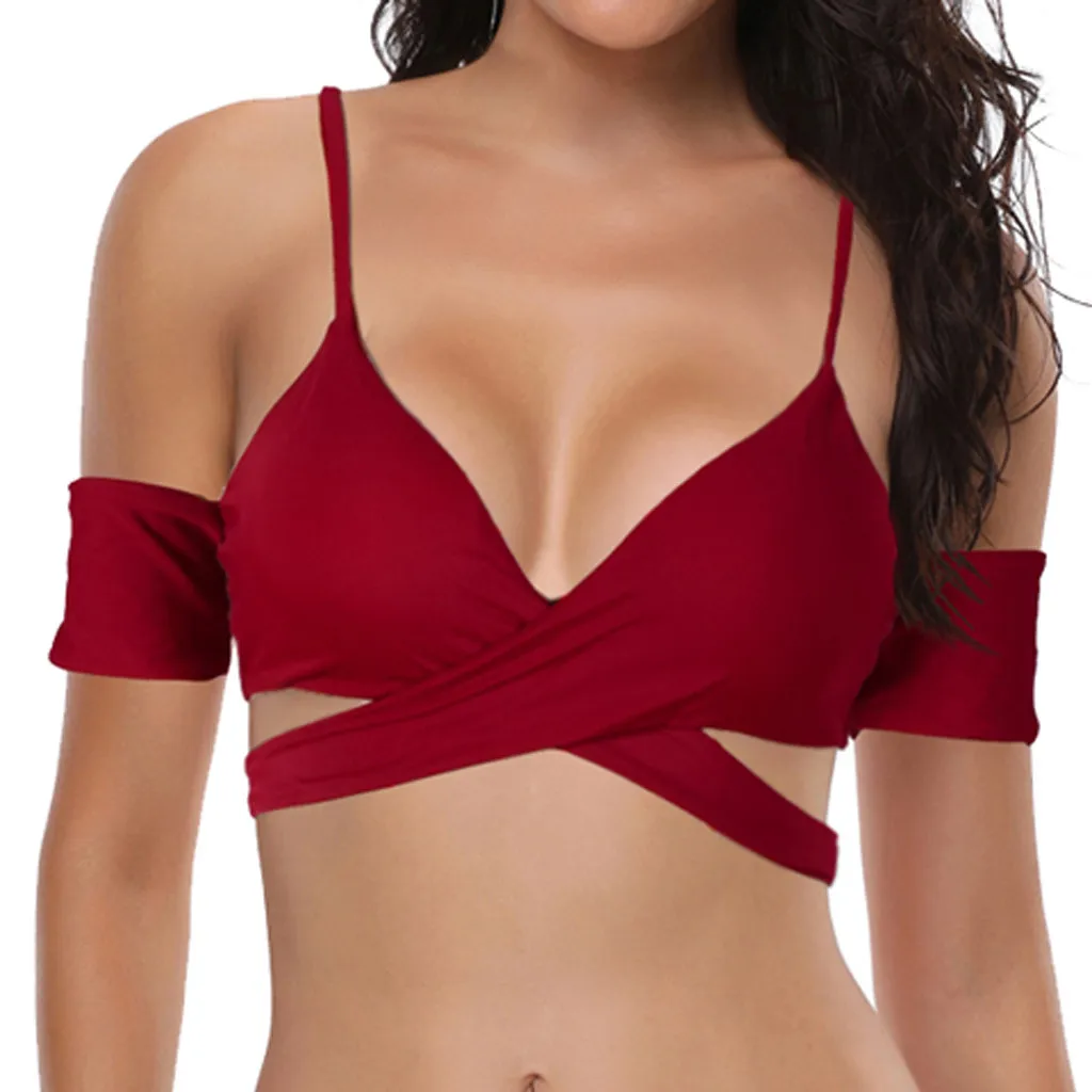 Женское бикини с пуш апом красное Бандажное защитой от солнца 19Feb24|Комплект