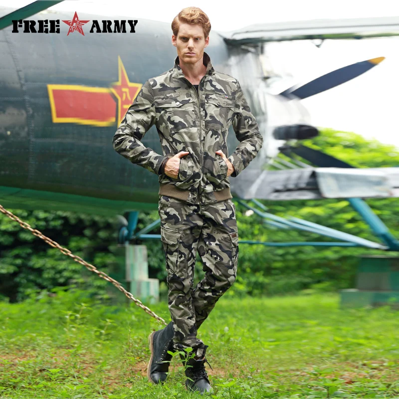 Мужские камуфляжные брюки-карго хлопковые с карманами классические армейские