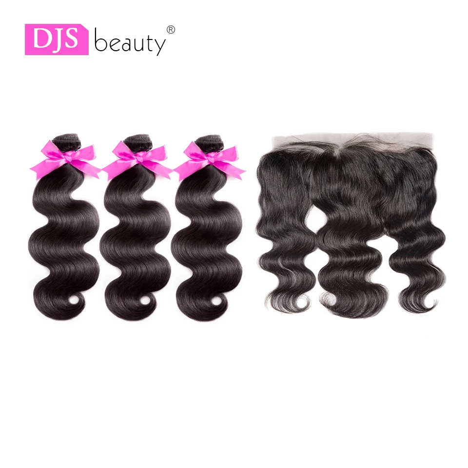 8A DJS beauty Hair бразильские виргинские волосы 3 шт. объемные волнистые пучки с 13*4