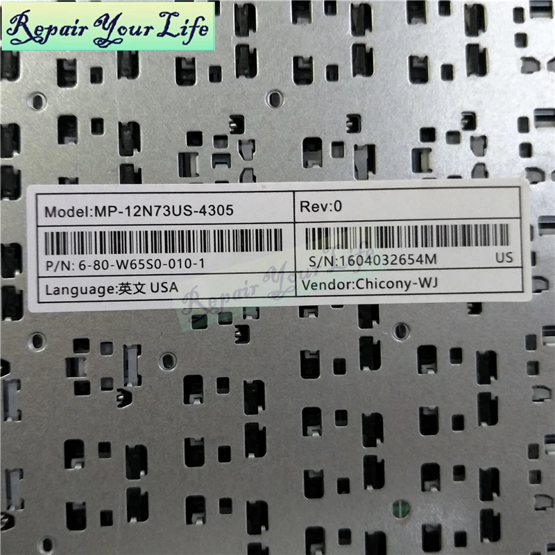 X3P K610D US клавиатура для ноутбука Haier HASEE P/N:MP-12N73US-4305 6-80-W65S0-010-1 серебристо-серая рамка