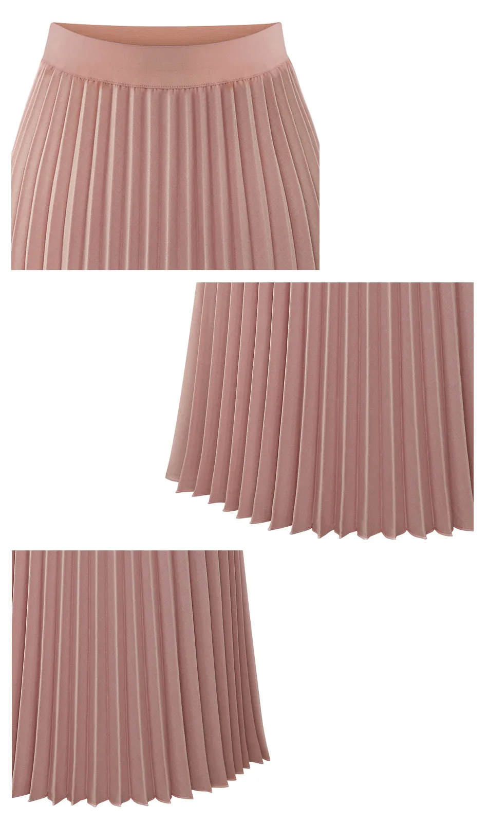 High Waist Pleated Skirt Fashion Solid Long Skirts Black Pink Length Elastic Skirts Woman Summer Fashion Office Maxi Skirt