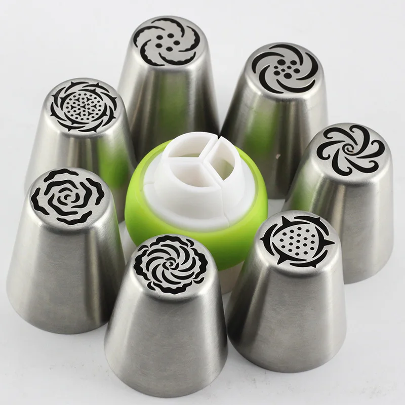 Mujiang 7Pcs/Set New Flower Russian Nozzles Icing Piping Pastry Tips 1Pcs Coupler Cupcake Decorating Dessert Baking Tools - купить по