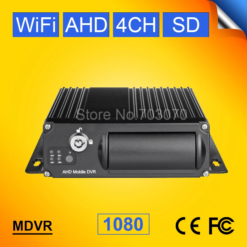 1080P AHD 4CH WiFi Мобильный DVR H.264 Автомобильный циклическая запись G сенсор MDVR Поддержка