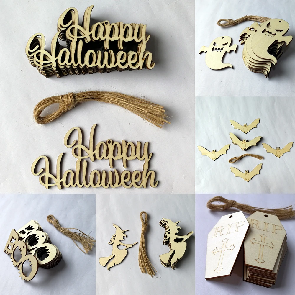 &quotБу&quot &quotHappy Halloween&quot DIY 10 шт./компл. деревянная летучая мышь мастер письмо