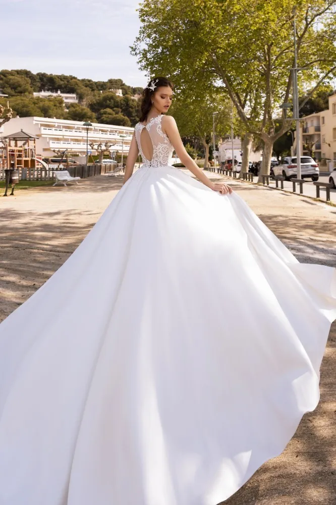 Vivian's Bridal Простой Топ кружевная юбка с аппликацией атласное свадебное платье