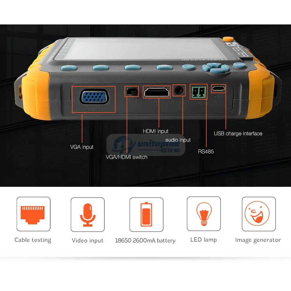 HD 5MP CCTV тестер 4 в 1 AHD TVI CVI CVBS камера 5 дюймов ЖК монитор Встроенный 18650 батарея аудио