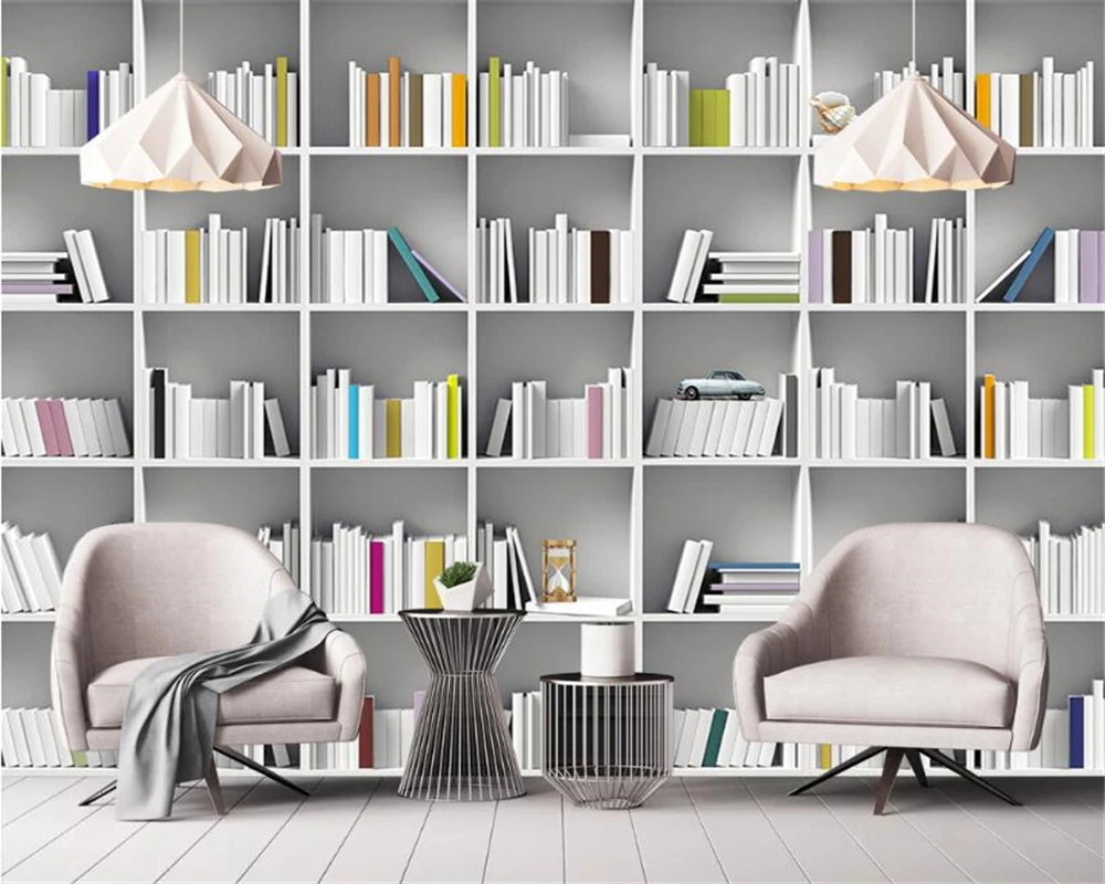 Обои на заказ Книжная библиотека книжный шкаф полка для журналов современное