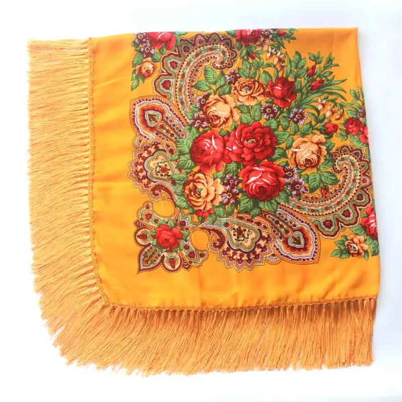 8 Luxury Brand Winter Russian Fringe Big Scarves Floral Printed Scarf Shawl Gift Cotton Lady Warm Square Wrap Sunshade Scarves - Цвет: 8