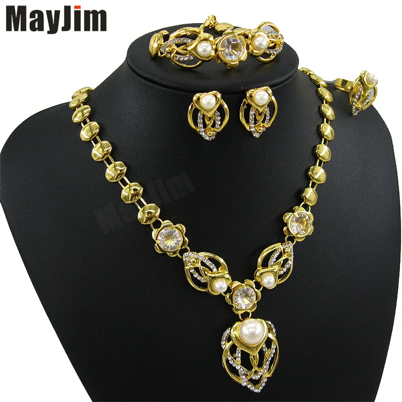 2019 бижутерия Модные женские ювелирные наборы золотые тюльпаны цветы браслет