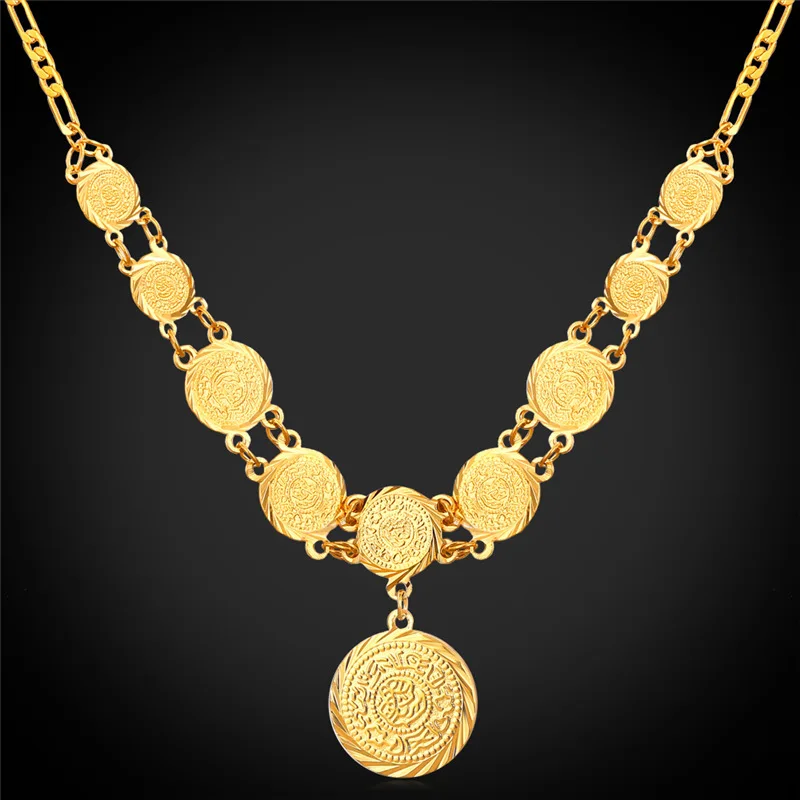 Ожерелье с кулоном Kpop ювелирные изделия старинная монета символ денег желтое