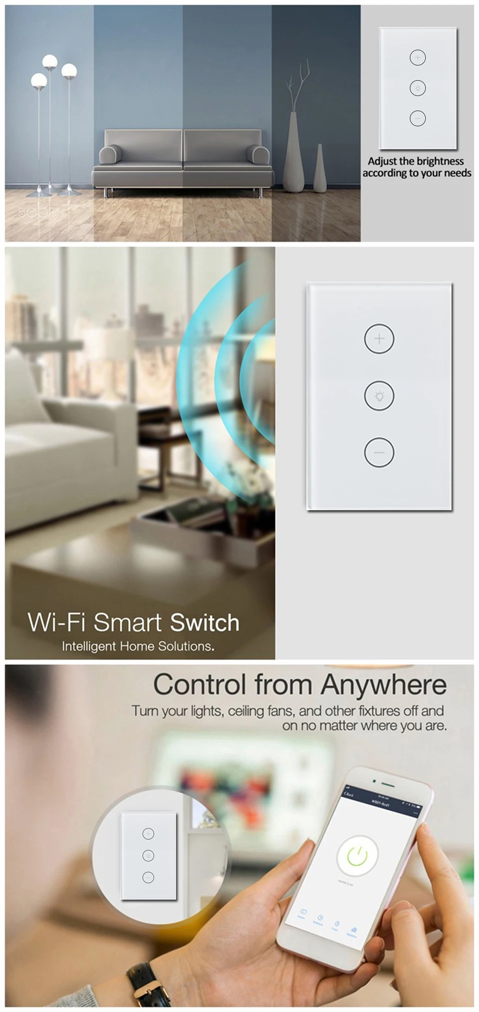Tuya Smart Life Wifi умный настенный сенсорный диммер, переключатель EU/UK/US стандартный приложение дистанционное управление работа с Amazon Alexa и Google